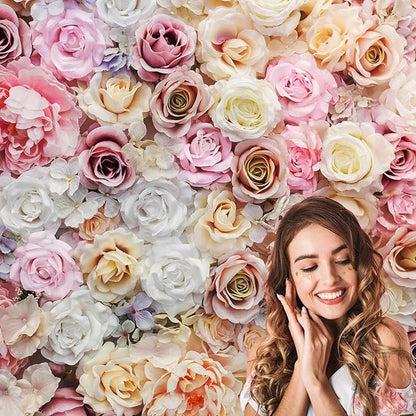 Roses Flowers Backdrop Valentines Day Pink Red Rose Photography Background Various Floral Roses Backdrop Decors for Birthday Wedding Baby Shower Anniversary Children Adults Studio Backgrounds 6x4ft