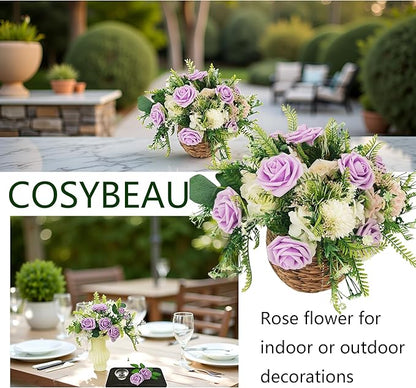 Artificial Rose Flowers 25pcs, Purple Foam Fake Rose Faux Flower for Wedding Bouquets Bridal Shower Centerpieces Floral Arrangements Home Decorations Party Backdrops Table