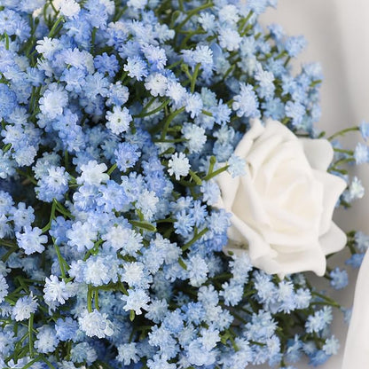 DEEMEI 15 PCS Babys Breath Artificial Flowers Fake Babys Breath Flowers Artificial Bulk Blue Gypsophila Bouquets Real Touch Faux Flowers for Wedding Floral Arrangement Party Home Decoration