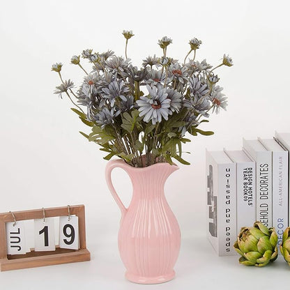 12pcs Gerbera Daisy Artificial Flowers 20 Inch Long Stem Artificial Daisy Mums for Home Décor Centerpiece Wedding Bridal Bouquet DIY(Stone Blue)