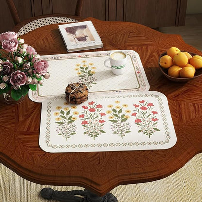 ISAENNE Design Rectangular PVC Placemats Set of 6,Colorful Floral Pattern Placemats, Waterproof and Heat-Resistant,Decoration for Kitchen, Dining, Party, Holiday,12"*17"