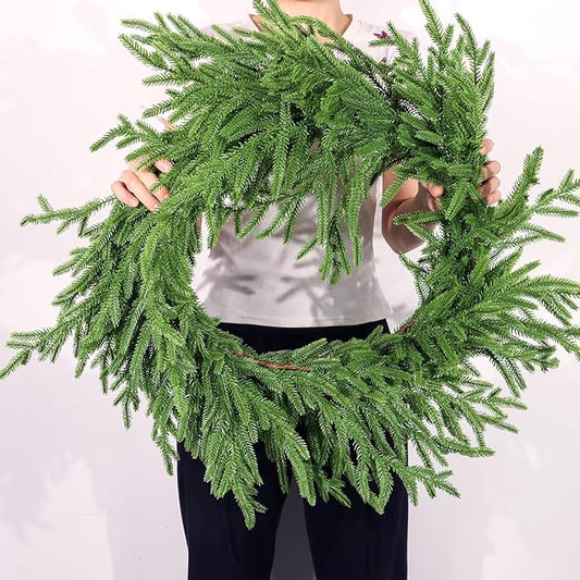 6 Ft Christmas Norfolk Pine Garland Real Touch Artificial Faux Greenery Christmas Garland Decorations for Home Mantle Table Fireplace Stairs Door Indoor Outdoor Holiday Decor