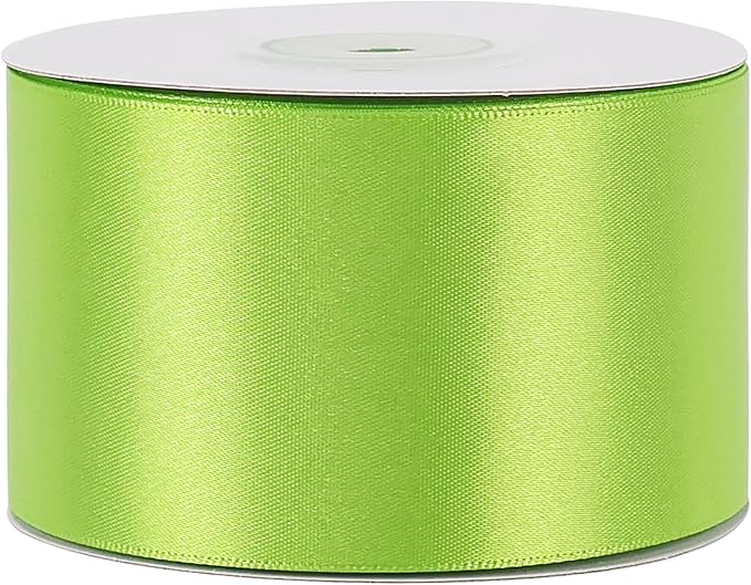 MEEDEE Lime Satin Ribbon 2 inch Lime Ribbon Double Faced Satin Ribbon by 25 Yards Lime Green Ribbon for Christmas Tree, Wreaths, Crafts, Satin Weddings, Flower Bouquet, Holiday Decorating