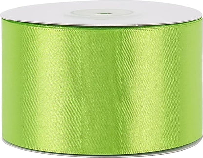 MEEDEE Lime Satin Ribbon 2 inch Lime Ribbon Double Faced Satin Ribbon by 25 Yards Lime Green Ribbon for Christmas Tree, Wreaths, Crafts, Satin Weddings, Flower Bouquet, Holiday Decorating