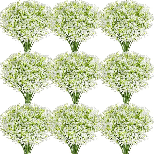 ASTRYAS 60Pcs Babys Breath Artificial Flowers, Baby Breath Flowers Artificial Bulk, Fake White Gypsophila Babies Breath Real Touch Flowers for Wedding Bouquet Floral Arrangement Party Home Decor