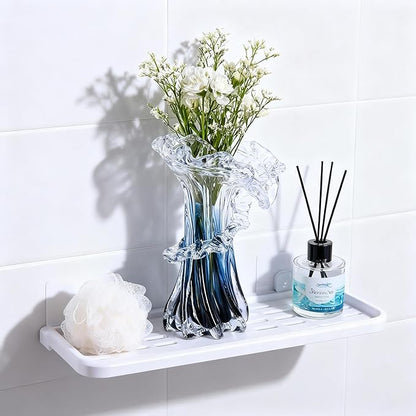 8.1" H Blue Ocean Wave Vase, Blown Glass Vase, Unique Modern Art Beautiful Hand Blown Coastal Centerpieces for Living Room, Bedroom, Office Desktop, Coffee Table, and Wedding Decorative (S)