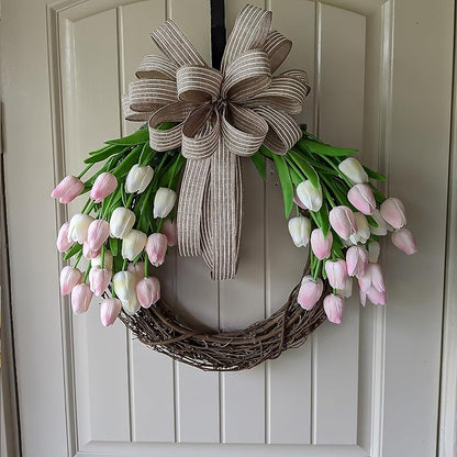 ABAJI 20PCS Tulip Artificial Flowers 12.6inch Real Touch for Wedding Decor Banquet Party Home Hotel Office Decoration Holiday Anniversary Celebration Faux Sterm