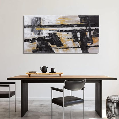 Black And Gold Abstract Wall Art Small Size Artwork Home Decoration Artwork Decor Modern Minimalist Canvas Painting Living Room Decor For Bedroom Office Wall Decor 20"X40"
