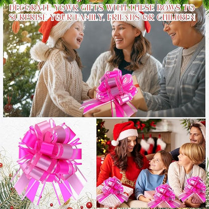 WILLBOND 20 Pieces 6 Inch Pull Bows Gift Wrapping Ribbon Pull Bows for Christmas Wedding Baskets Valentine Multicolor Wrap Accessory for Gift Present Holiday Decor(Pink Mixed Purple)