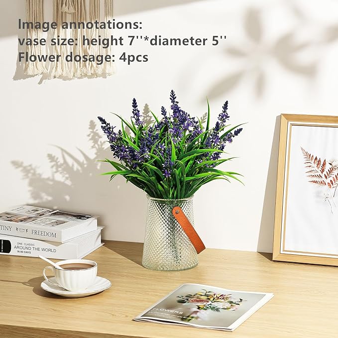 QIANYUN Fake Flowers Lavender Small Wild Flower Daisy 6 Bundles Faux Plastic Purple Flowers for Home Wedding Kitchen Garden Table Centerpieces Indoor Outdoor Decor (Purple Lavender)