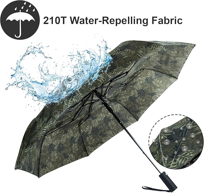 Nollia Windproof Automatic Travel Umbrella, Compact Portable with Reinforced Ribs for Sun & Rain