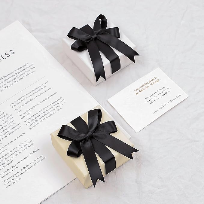 Premium Double Faced Satin Ribbon, 5/8 Inch X 50 Yards, Black, Perfect for Gift Wrapping, Crafts, Wedding Decor