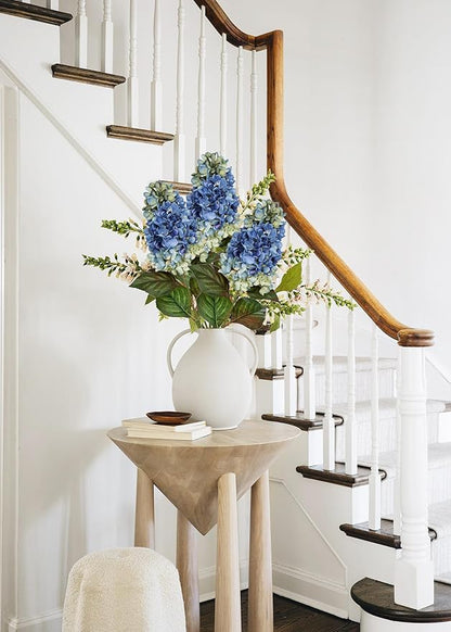 3PCS Fake Flowers Hydrangea Artificial Flowers 28" Long Stem Blue Faux Flowers for Vase, Real Touch Silk Flowers Décor for Floral Arrangement Home Farmhouse Office Hotel Decoration