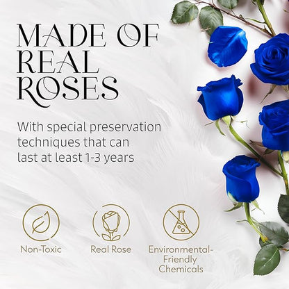 GLAMOUR BOUTIQUE Eternal Preserved Roses in a Box - Flowers Forever, Rose Forever in a Box for Wife, Birthday Gifts for Her, 7 Roses, Blue