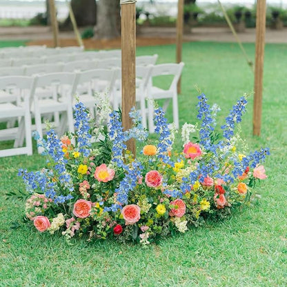 8PCS Delphinium Artificial Flowers 33.5'' Blue Faux Larkspur Flowers Long Stem Artificial Flowers for Tall Vase Home Wedding Garden Table Centerpieces Decor(Blue)