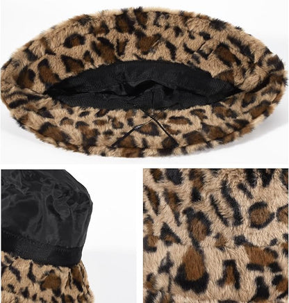 Winter Soft Faux Fur Plush Bucket Hat, Lovely Fisherman Cap, Fashion Outdoor Thick Warm Sun Cap for Women