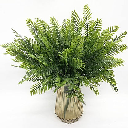 PASYOU Artificial Boston Fern Plants, Greenery Leaves Bamboo UV Resistant Fake Plastic Plant for Outdoors Indoor Hanging Planter Front Porch Garden Farmhouse Decoration 8 Pack