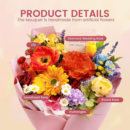 TINGE TIME Aritifical Flowers Bouquet, Rainbow Roses Gift Bouquet, Birthday Gifts for Women, Eternal Roses Bouquet for Grandma Wife Anniversary Housewarming