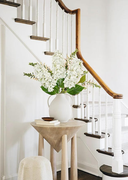 Artificial Hydrangea Flowers Real Touch – 3PCS 24.8" Faux Cone Hydrangea Stems for Tall Vases, Home Décor, Wedding Centerpieces, Floral Arrangements – Pure White