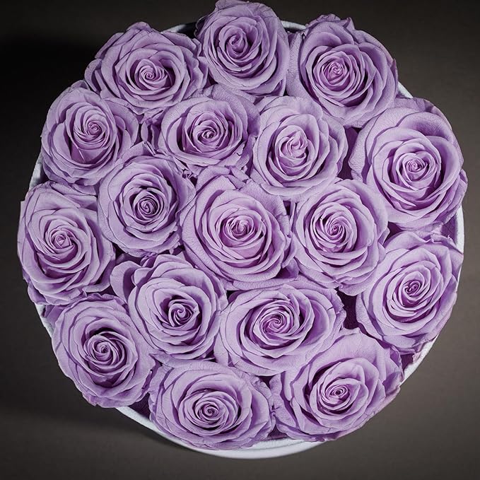 17 Flowers in a Luxury Suede Box, Birthday Gifts for Women, Preserved Flowers, Mothers Day Roses Gift for Mom, Lavender