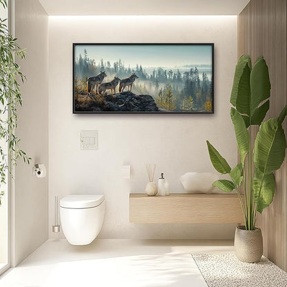 Framed Large Pictures Wall Art for Living Room, Forest Wolves Oversized Wall Decor Wolf Animal Canvas Print Painting Extra Large Framed Artwork for Bedroom Office 60"x30"