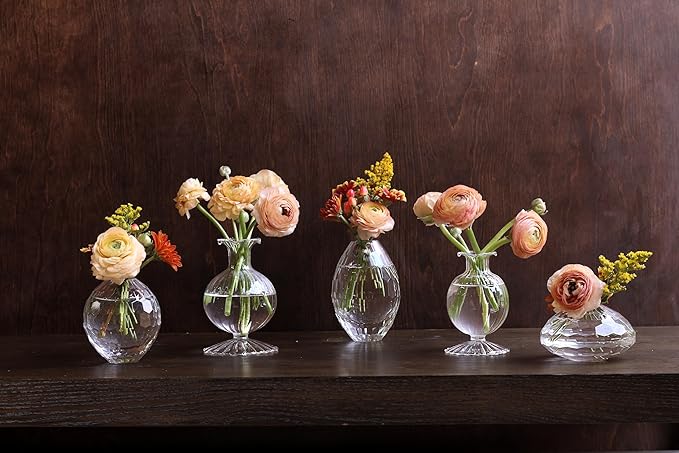 Beatriz Ball Glass Faceted Teardrop Bud Vase (Clear)