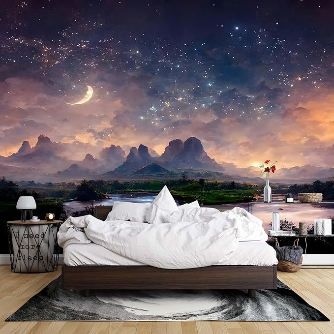 Floral Forest Wall Murals Peel and Stick Forest murals Removable Waterproof Large Wallpaper for Living Room Bedroom (Color-14, 118×82 inch)