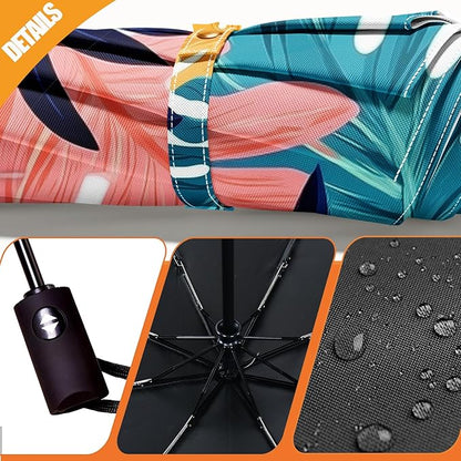Small Compact Travel Automatic Folding Umbrella for Women, Portable Lightweight, Rain, Wind, UV Sun Shade