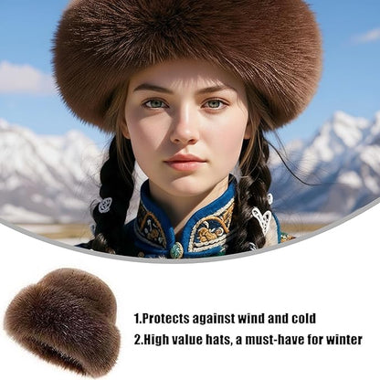 Womens Winter Faux Fur Bucket Hat, Fluffy Fisherman Fuzzy Bucket Hat