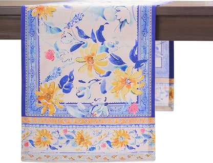 Maison d'Hermine Table Runner 100% Cotton Single Layer Table Runners 72 inches Long Decorative for Home Kitchen Dining Party Baby Shower Wedding Bridal Shower Spring Summer (Girassol, 14.50" x 72")