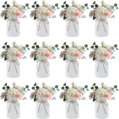 Flower Vase Decor, Farmhouse Metal Galvanized Milk Can Jug Vase with Bow, Flower Buckets for Artificial Flowers for Table Centerpiece Weddings(White)
