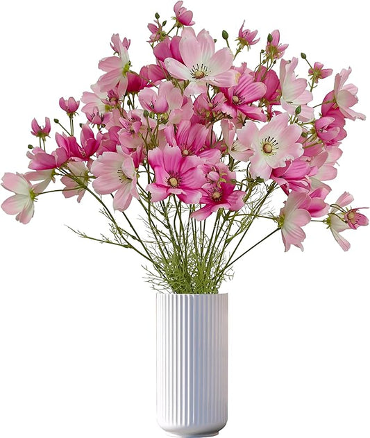 ATFL Artificial Pink Daisy Flowers,8 Bundles 21.65'' Faux Fake Silk Daisy Flowers Arrangements for Home Garden Vase Décor (8, Gradient Pink)