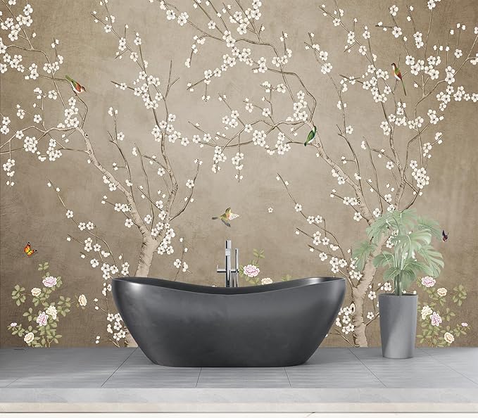 Eierme-Chinoiserie Wall Decor. Background Wall China Style Mural Wallpaper Peel and Stick 160" x 114"