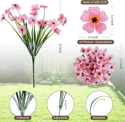 24 Peach Bundles Artificial Flowers for Outdoors/Indoors Fake Flowers Plants for Indoor Outside Garden Porch Window Box Home Wedding Farmhouse