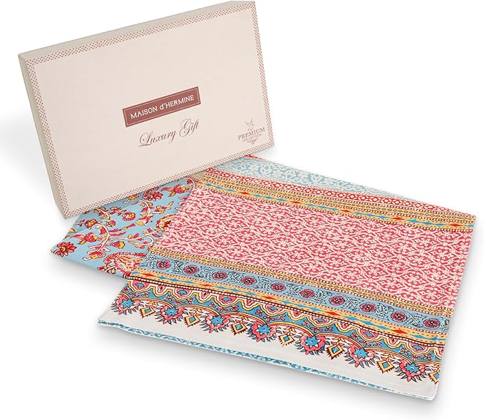 Maison d' Hermine Tablerunners 100% Combed Cotton Premium Table Runner Decorative Table Cover for Home, Kitchen, Dining, Parties & Camping, Lauris , Double Layer - (14.5"x72")
