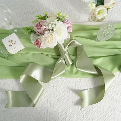 MEEDEE Green Satin Ribbon Lux Double Faced Satin Ribbon 3 Inch Green Christmas Ribbons by 10 Yards Olive Green Ribbons for Christmas Tree, Flower Bouquet, Weddings, Bow Making, Holiday Decorating