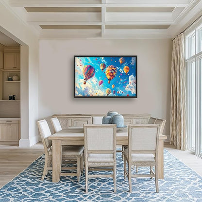 Hot Air Balloon Large Wall Art for Living Room, Framed Oversized Hot Air Balloon Wall Decor Colorful Sky Canvas Painting Modern Artwork for Living Room Bedroom Office Dinging Room 36"x24"