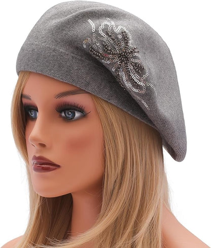 Winter Women French Beret Hat Kaschmir Solid Color Knitted Berets