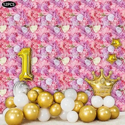 15"x 15" Artificial Flower Wall Panels,Flower Wall Mat Silk Flower Panels for Outdoor Garden Backyard Fence Fence Privacy Screen and Indoor Wall Decor(12Pcs White,Style 3)