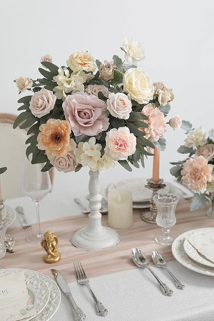 Artificial Flowers Combo Box Set Champagne Fake Roses Silk Flowers with Stems for DIY Wedding Bridal Bouquets,Floral Arrangement,Table Centerpieces,Baby Shower,Home Decorations