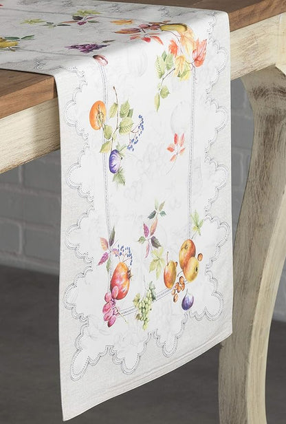 Maison d' Hermine Table Runner 100% Cotton Double Layer Table Runners 108 inches Long for Thanksgiving Christmas Decorations Home Kitchen Dining Party Wedding (Fruit D'Hiver, 14.5" x 108")