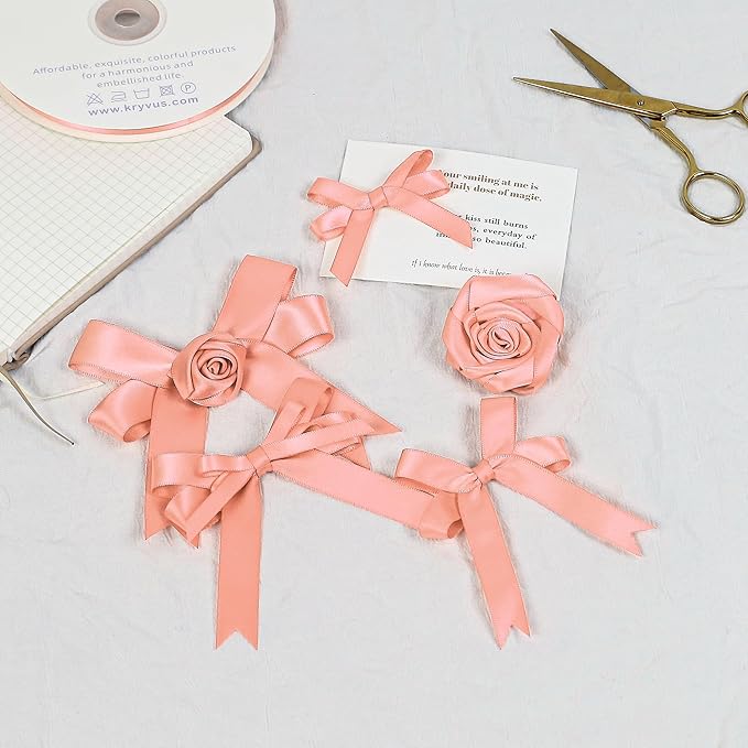Peach Satin Ribbon, Double Faced 1/2 Inch X 25 Yards, Premium Polyester Satin Ribbon for Gift Wrapping, Crafts, Wedding Party Decor