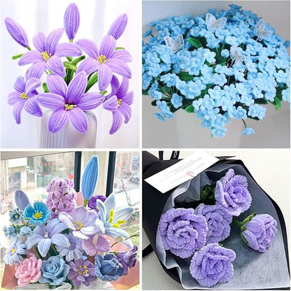 ZEIZHUBN 300 Pieces Pipe Cleaners, Pipe Cleaners Flower Bouquet Kit, Flower Making Kit with Floral Wires Tape, Art and Craft Supplies Projects DIY Decoration Holiday Party Birthday Gifts