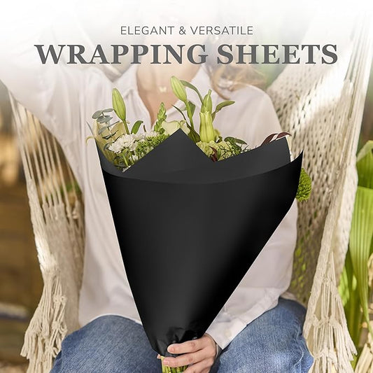 the florist Supply 20 Sheets Premium Flower Wrapping Paper | Waterproof Flower Wrapping Paper for Bouquets | Double Sided Floral Bouquet Sheets | DIY Gifts Colorblend Black/Black