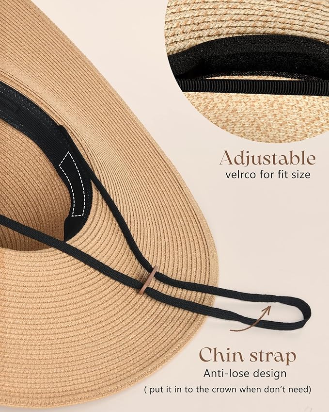 FURTALK Womens Sun Straw Hat Wide Brim UPF 80 Summer Hat Foldable Packable Floppy Beach Hats for Women