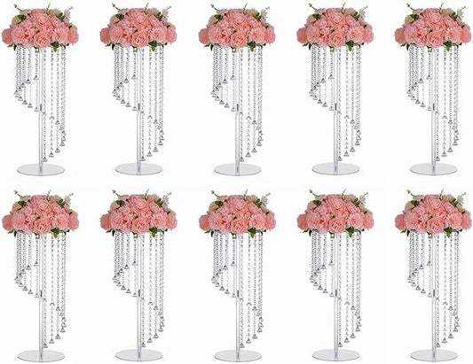 Wedding Centerpieces Decoration Flower Vase, Elegant Acrylic Crystal Stand -10 Pcs 23.6inch High Party Tables Decorations, Dining Table Chandelier Centerpiece Stands