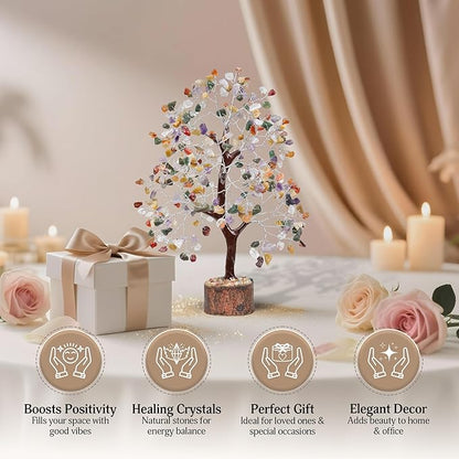 FASHIONZAADI Premium Crystal Tree of Life – 7 Chakra Tree for Healing, Positive Energy, Luck & Manifestation – Gift-Ready Packaging – Ethically Handcrafted Spiritual Gifts for mom