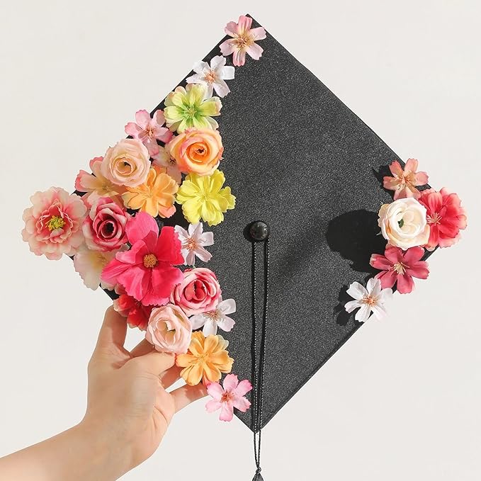 180Pcs Mini Fake Flower Heads Multicolor Small Silk Faux Flower Heads Artificial Rose Daisy Flowers Bulk for Cake Crafts DIY Graduation Cap Wedding Hair Dresses Wreath Party Home Decor