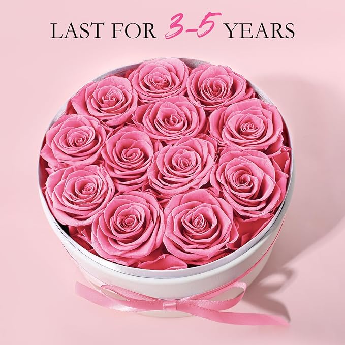 FIACO Gifts for Women Preserved Flowers in a Box-12 Forever Real Rose Flowers for Delivery Prime Birthday Gifts for Mom Grandma Wife Girlfriend Sister Fresh Flowers Eternal Rose