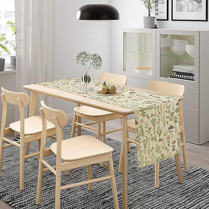 Vintage Mushroom Table Runner Rustic Farmhouse Wildflower Botanical Herbs Retro Boho Nature Plants Spring Summer Seasonal Dinner Runner for Kitchen Cabin Home Holiday Party 13x108in